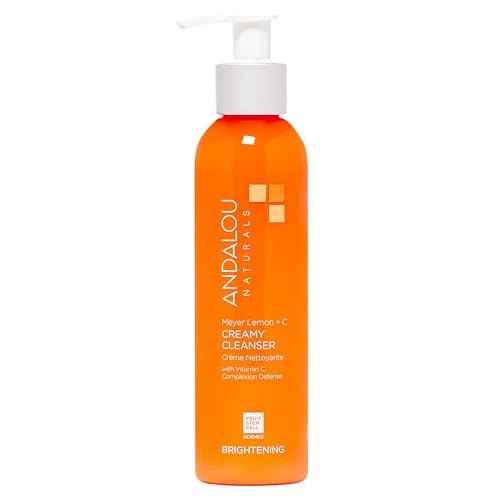 Andalou Naturals Brightening Meyer Lemon + Vitamin C Creamy Cleanser | Gentle Face Wash to Even Tone & Boost Glow | Aloe Vera & Natural Ingredients | For Dull Skin | 6 oz