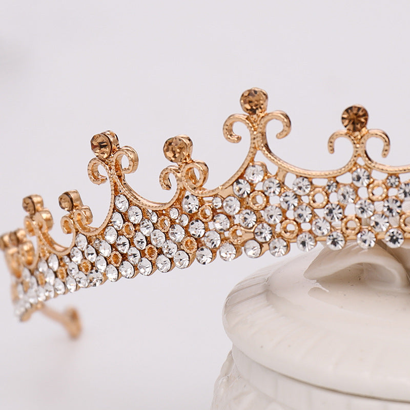 Luxury Alloy Crystal Crown Headband for Women - Gold & Silver