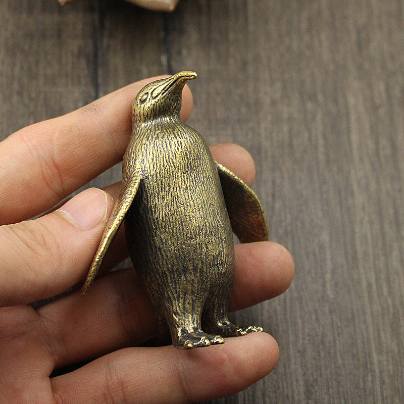 Large Brass Penguin Ornament for Home & Garden Decor