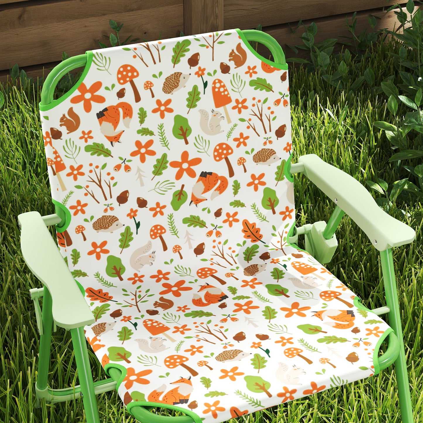 Kids Picnic Table and Chair Set with Umbrella - Green