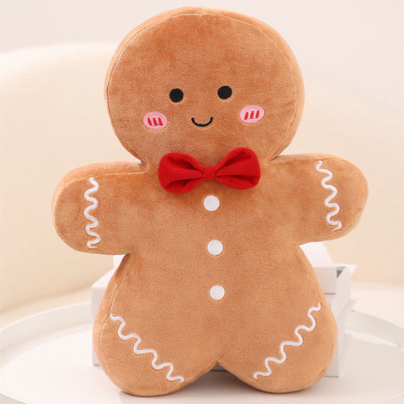 Christmas Gingerbread Man Pillow Set - Holiday Tree Cushion & Decor