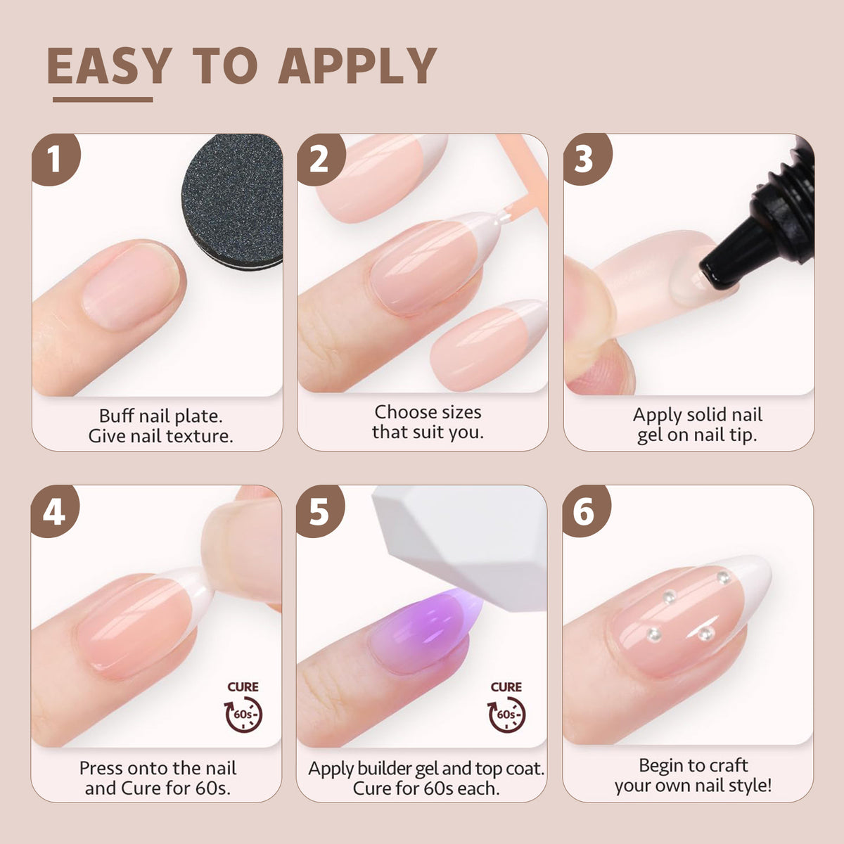 Manicure Nail Art & Wear Armor Set - French Seamless Detachable Tips
