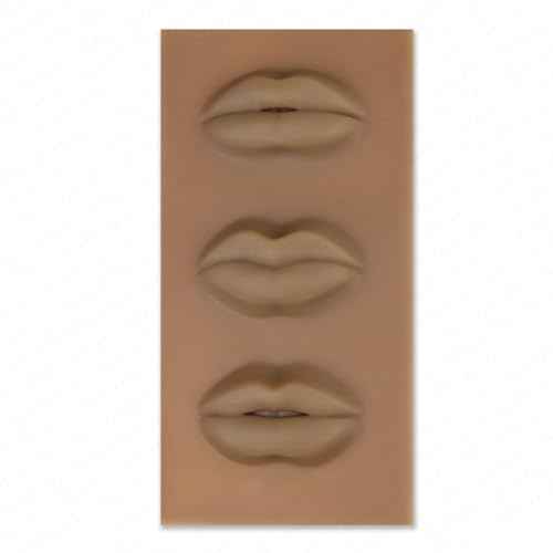 3 Different Designs of 5D Practice Silicone Lips Skin Permanent Makeup Practice Lips for Tattooing Artists and Beginners (1PC-Brown)