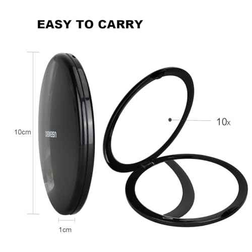 deweisn Magnifying Compact Cosmetic Mirror Elegant Pocket Handheld Makeup Mirror with Powerful 10x Magnification and 1x True View Mirror for Travel or Your Purse