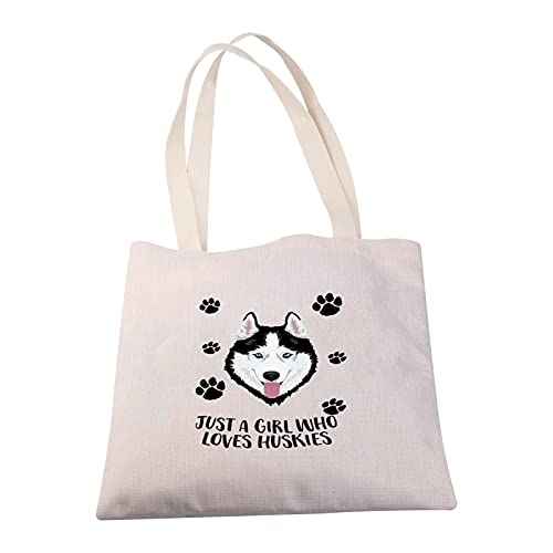 MBMSO Husky Makeup Bag Husky Lover Gifts for Women Just a girl Who Loves Huskies Cosmetic Bag Siberian Husky Owner Gifts for Husky Mom Zipper Pouch Travel Case (Husky Tote bag)