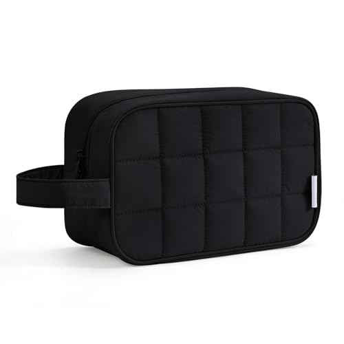 Narwey Puffy Travel Toiletry Bag for Traveling Women Girl, Travel Bag for Toiletries, Cute Travel Makeup Bag Organizer, Quilted Cosmetic Bag Make Up Skincare Medicine Bags