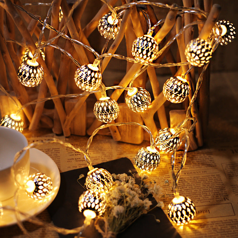 Moroccan Spherical Wrought Iron Decorative String Lights - Warm White, 2m-12m Options