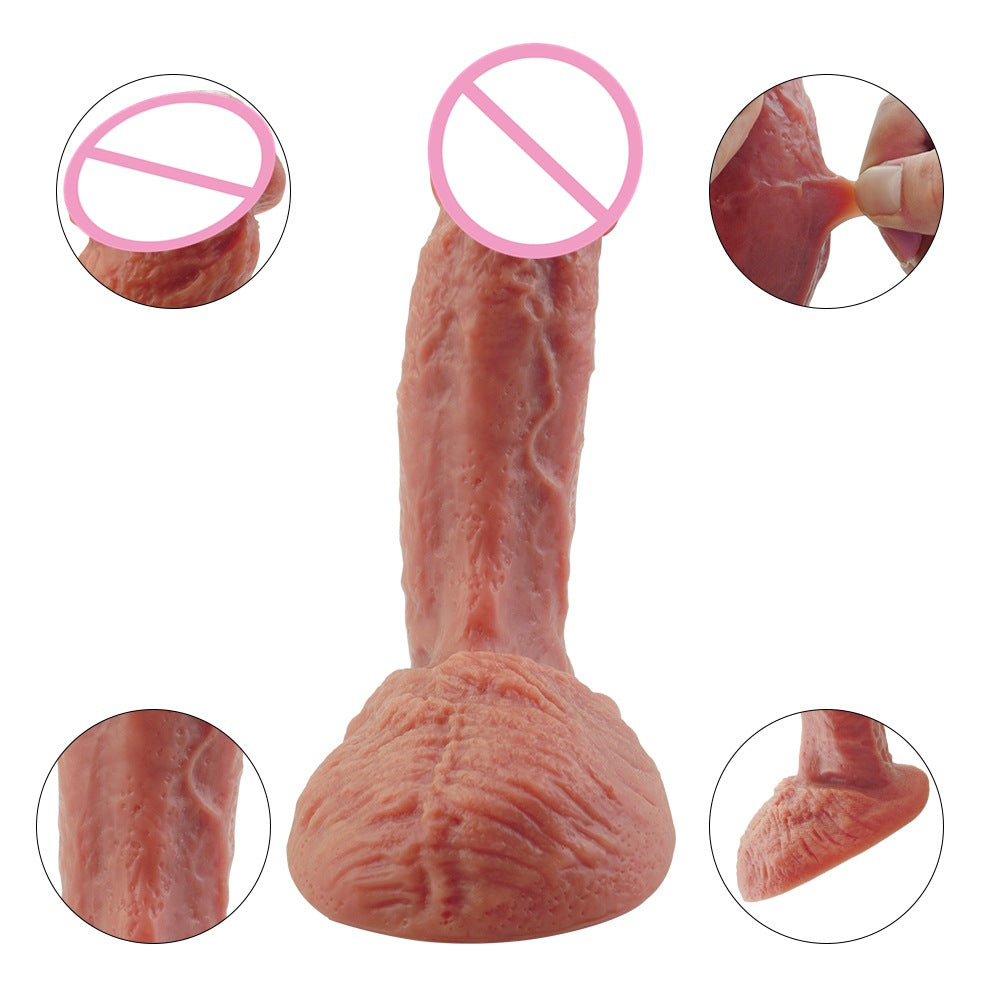 Double Layer Liquid Silicone Adult Toy - Skin Color, 18.5cm Length