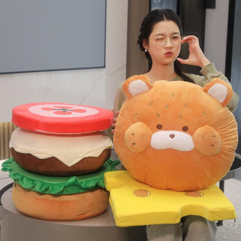 Cartoon Hamburger Pillow Cushion Bed Backrest - Removable & Washable