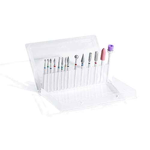 14pcs Nail Drill Bits Set, Professional Rotary Burrs Diamond Cuticle Remover Bits Kit, 3/32" Electric Manicure Nail File Bit for Acrylic Gel Nails Cuticle Manicure