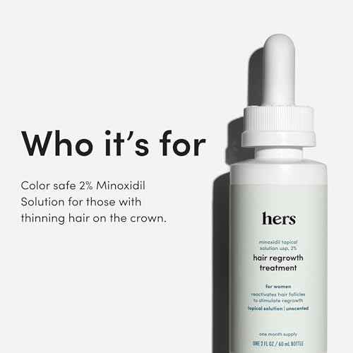 hers Hair Regrowth Treatment - Topical Minoxidil 2% Solution for Women - Supports Thicker, Fuller Hair - Non-Greasy - Unscented, 2 Pack