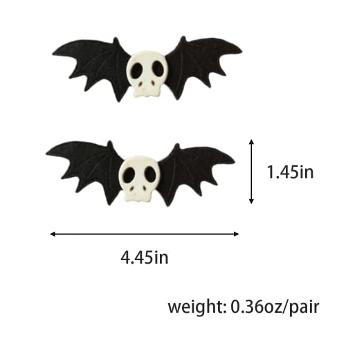 1pair Halloween Skull Bat Hair Clips Retro Hairpin with Punk Clips Novelty Hair Style Making (Bat Skull)