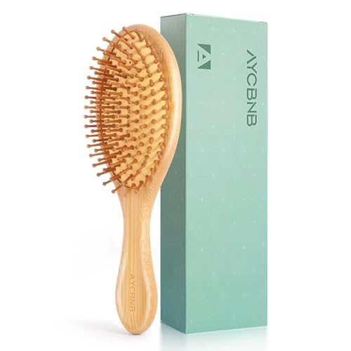 6 Piece Bamboo Hair Brush for Hair Growth, Wooden Paddle Detangler Hairbrush with Natural Bamboo Bristles, For All Hair Types - Women & Men, Scalp Massage, Smooths Tangles & Knots