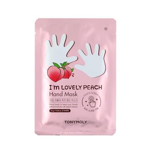 TONYMOLY I¡¯m Lovely Peach Hand Mask ? Hydrating & Moisturizing Korean Hand Treatment Gloves with Peach, Plum & Honeysuckle Extracts ? Phone Screen Friendly, 5pk