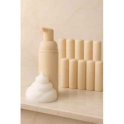 Foam Pump Bottle (Nude), Empty Travel Size Foam Dispenser Pump for Soap Shampoo, Lash Cleanser(60ml/2oz, 3PCS)
