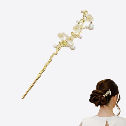 Chinese Hanfu Hairpin for Women ? Traditional Flower Hair Accessory, Elegant National Style. Vintage Hair Pin for Cosplay, Anime Conventions, Weddings, Work. For Thick, Thin, Curly, or Straight Hair