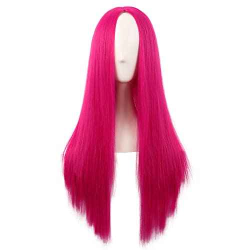 MapofBeauty 28 Inch/70 cm Women Special Long Straight Synthetic Wig (Hot Pink)