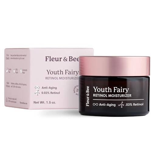 FLEUR & BEE Retinol Moisturizer | Clean, 100% Vegan | Anti Aging Cream, Retinol Cream for Face, Best for Night and Day, For Women and Men | Youth Fairy 1.5 oz
