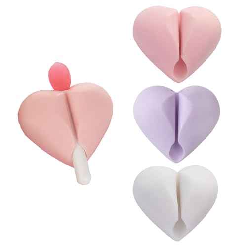 Lip Brush Holder,Lip Balm Brush Organizer Compatible with LANEIGE Lip Sleeping Mask,Silicone Sleeve Protector Cover for Lip Brushes(White & Pink & Purple)