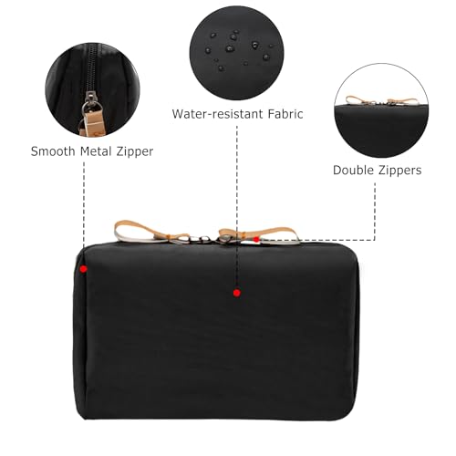 Long Keeper Small Cosmetic Bag Women Water Resistant Make Up Bag Cute Mini Travel Makeup Organizer Bag Portable Toiletry Bag (Black and Red)