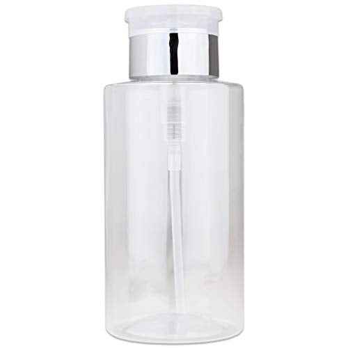 10oz Push Down Pump Dispenser Flip Top Cap Refillable Empty Bottle - Color: Silver - Lockable Travel Cosmetic Packaging Empty Bottle for Nail Polish Manicure