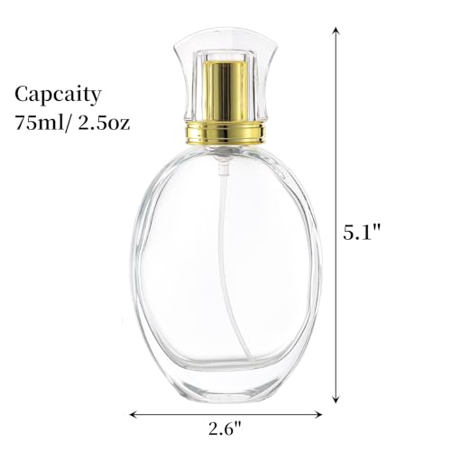 6 Pack Refillable Spray Perfume Bottle, 50ml/1.7 OZ Empty Glass Perfume Atomizer Bottle, Travel Size Refill Bottle for Perfume, Refreshing, Breathing Spray