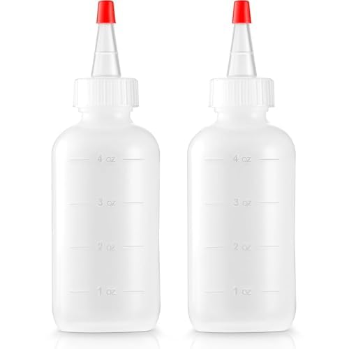 Soft Squeeze Hair Applicator Bottle for Hair Treatment, Scalp Oil, Root, Color, 4 Ounce Translucent with Measuring Scale and Cap, BPA Free, 2 Pack