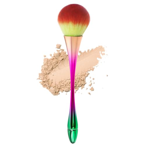 Large Powder Makeup Brush, Face Brush for Loose or Pressed Setting Powder, Bronzer with Plush Fibers Makeup with PVC Bow Boxes (Greener)