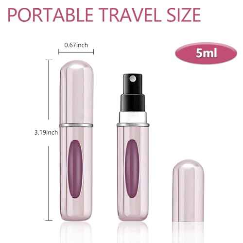Portable Mini Refillable Perfume Atomizer Bottle, Travel Size Refillable Perfume Refill Bottle - Perfume Atomizer Refillables, Scent Pump Case, Small Perfume Spray 4 Pcs Pack of 5 ml