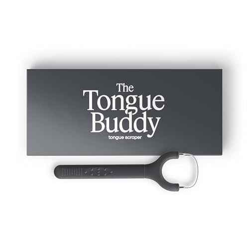TheTongueBuddy¢â Effective Tongue Scraper for Adults - Ergonomic Tongue Cleaner Promotes Fresher Breath, Travel-Friendly Beauty and Personal Care Essential (Onyx Black)