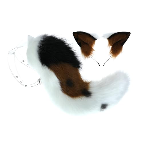 Dog Ears Headband Animal Ears Headband Puppy Ears with Tail for Cosplay Party Headdress Costume Accessories
