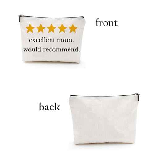 Excellent Mom Makeup Bag, Tavel Small Comestic Bag with Zipper, Funny Bulk Makeup Comestic Organizer Bags for Women, Teacher Appreciation Gifts, Mothers Day Gifts for Mom, Cute Christmas Gifts Favors