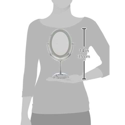 Conair Lighted Makeup Mirror, LED Vanity Mirror, 1X/7X Magnifying Mirror, Double Sided, Battery Operated in Polished Chrome