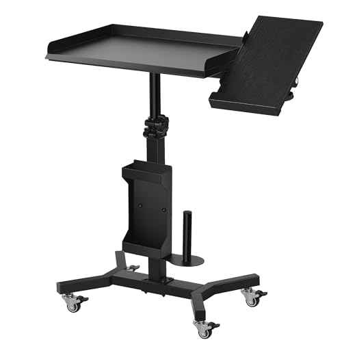 POARMEEY Tattoo Tray Cart on Wheels with Extension Rotatable Tattoo Table Station Versatile Rolling Tool Tray for Tattoo Artist Studio and Beauty Salon