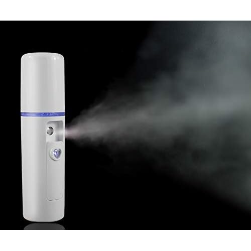 Nano Facial Mister Moisturizing Atomization Humidifier Cool Mist Facial Steamer Handy Mist Sprayer Moisturizing & Hydrating for Skin Care, Makeup, Eyelash Extensions (White)