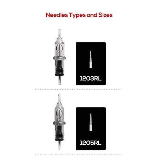 One Tattoo World 50-Pack Assorted size (10pcs each of 3RL, 5RL, 7RL, 9RL, 11RL) Premium Quality Disposable Tattoo Cartridge Needle for Rotary Pen Tattoo Machine, OTW-50-PN2