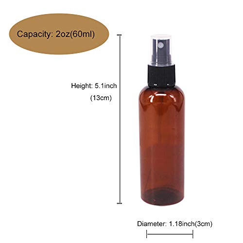 24 Pack 2oz Amber Plastic Spray Bottles For Essential Oils, Perfumes, Cosmetics, Alcohol, Fine Mist Spray Bottle, Mini Travel Bottle, Small Refillable Liquid Containers
