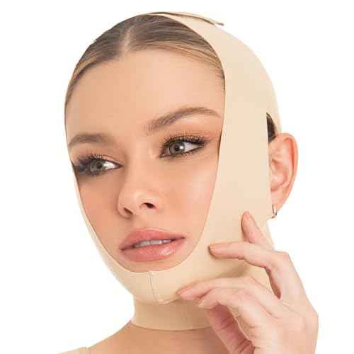 M&D Face Slimming Chin Strap Lipo Compression Garment Mentonera Postquir?rgica Facial Beige L