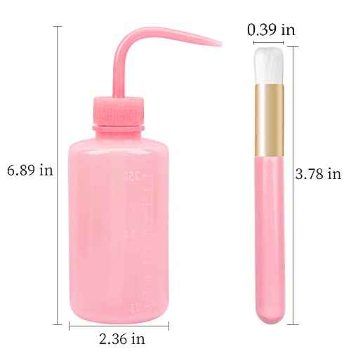 3 PCS Lash Shampoo Brush Sets With 1pcs 250 ML Plastic Satety Lash Tatoo Wash Bottles 2PCS Nose Blackhead Facial Cleaning Brush for Eyelash Extension Supplies (pink)