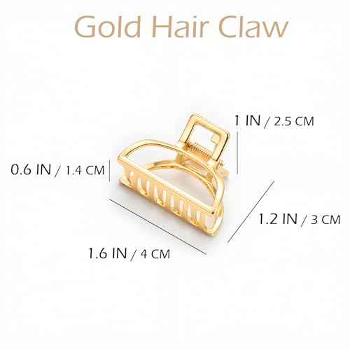 2 Pcs Gold Hair Clips Small Metal Claw Clips for Thin Hair Non-Slip Strong Hold Braided Hair Clips for Women