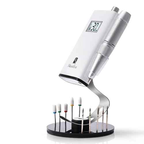 MelodySusie Clip-On Nail Drill Holder with 10 Drill Bits Holes,Acrylic Base Stand for All Clip-On Electric Nail File,Especially for SC300F,SC320H,SC320F,SC320D,SC330G,SM330G,SC320C,MM400D,MB420G