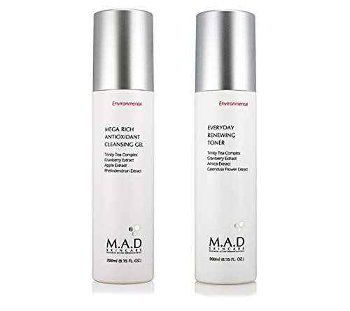 M.A.D Skincare Environmental Duo Set - Mega Rich Antioxidant Cleansing Gel- Everyday Renewing Toner