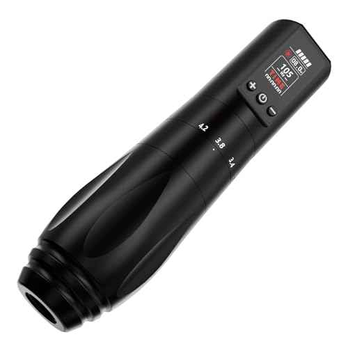 BIGWASP Z2 Wireless Rotary Tattoo Machine Pen, Adjustable Stroke, 1,600mAh Battery, Coreless Motor for Professional Artists - Black