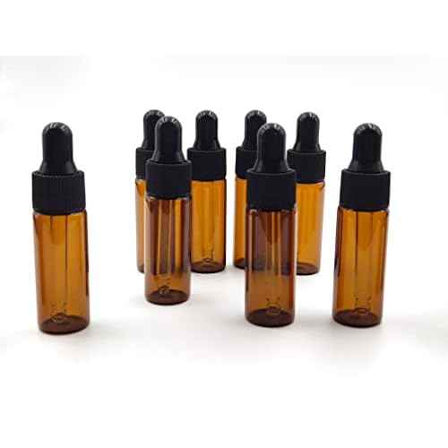 15Packs 5ml Tiny Amber Glass Mini Dropper Bottles for Essential Oils, Cosmetics, and Liquid Small Empty Travel Sample Vials with Dropper and Black Caps