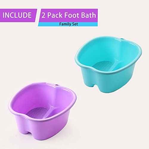 2 Pcs Foot Soaking Bath Basin - Large Foot Soaking Tub Foot Bath Spa Wash Basin Foot Bucket Foot Soaking Tub Feet at Home (Purple/Blue)