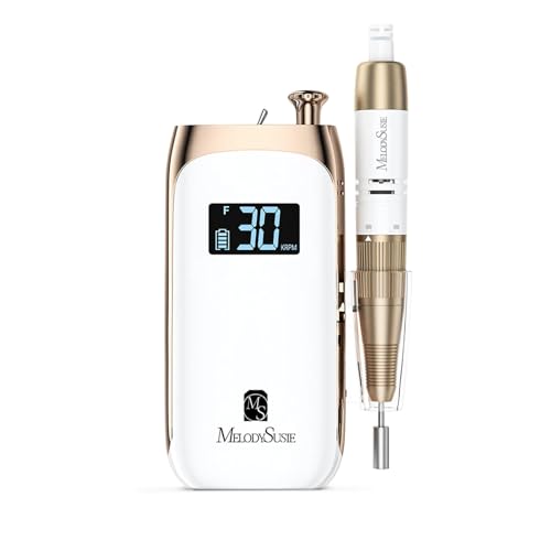 MelodySusie Entry-Level Clip-On Cordless Vintage-Style Nail Drill, SC320C 30000RPM Rechargeable E-File for All Manicure Shaping & Gel Removal, Perfect for Training, Nail Art Practice & Home Use