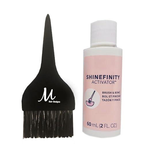 Shinefinity Activator 2% for Brush & Bowl Usage | Shinefinity Hair Color Developer 2 Fl Oz and M Hair Designs Tint Brush (Bundle)
