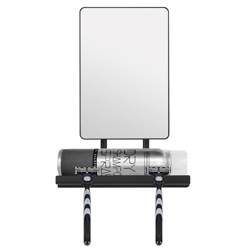 deweisn Fogless Shower Mirror, 360¡Æ Rotation Adjustable Shaving Mirror,Bathroom Shower Mirror with Multifunctional Storage Tray and Razor Holders