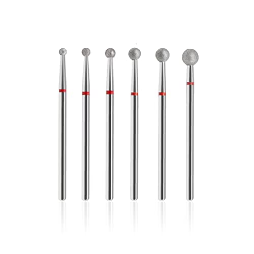 6Pcs Nail Drill Bits, Ball Head 3/32'' Cuticle Clean Nail Bit for Electric Nail File Machine, Suitable for Acrylic Manicure Pedicure Cuticle Gel Polishing, Nail Salon Supply