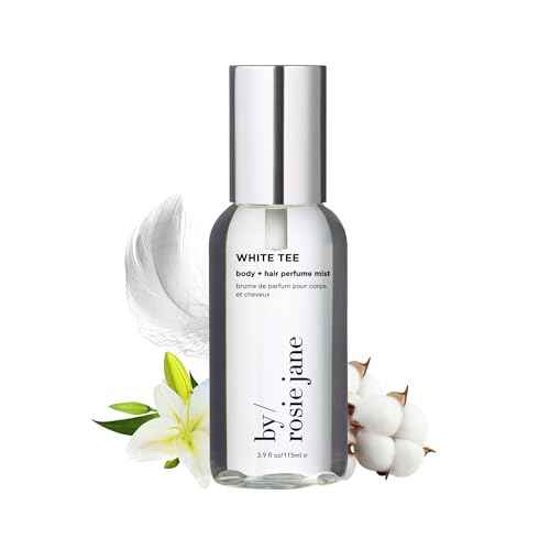 By Rosie Jane Body & Hair Perfume Mist (White Tee) - Clean Hair & Body Mist for Women - With Notes of Cotton Blossom, Lily Water & Soft Rose (115ml)